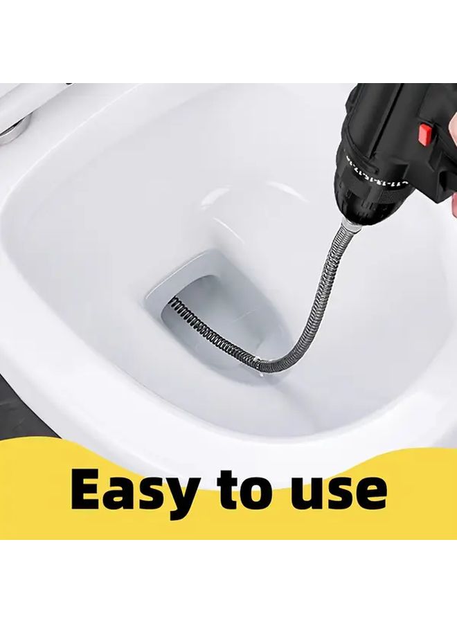 Flexible Drain Clog Remover Manual Power 118.11 Inch For Toilet Kitchen Bathroom Pipes Hair Debris Cleaning - Image 1