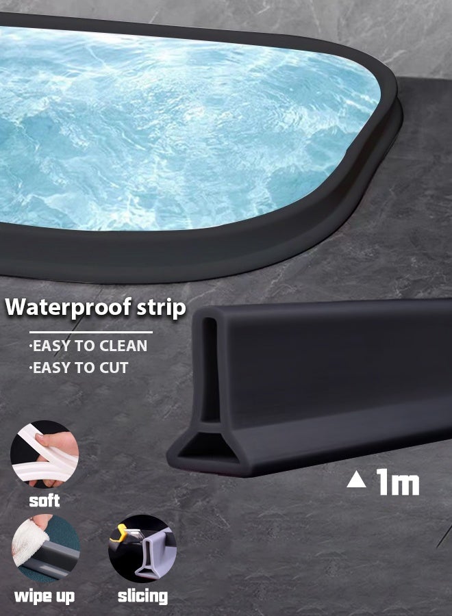 Self-Adhesive Water Blocking Silicone Strips for Bathroom, Kitchen, Laundry, and Toilet - Soft, Flexible, and Collapsible Silicone Dam for Dry-Wet Separation, Easy to Clean, DIY Cuttable, Anti-Leak - Image 1