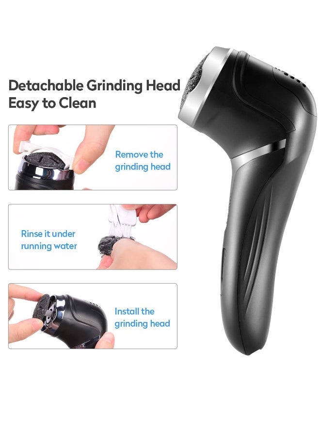 Generic Foot Callus Remover Rechargeable Electric Foot File with Ergonomic design and Waterproof for Dry Hard Dead Skin and Cracked Heels Professional Pedicure Tool with 3 Grinding Heads and 2 Speeds  - Image 3