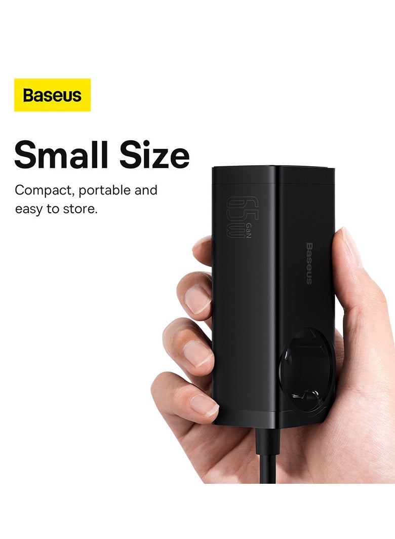 بيسوس شاحن USB C PowerCombo 65 وات 5 في 1، شريط طاقة للسفر، محطة شحن مكتب USB C مع منافذ 1AC، سلك تمديد شحن سريع لأجهزة الكمبيوتر المحمولة iPhone Samsung iPad (كابل Type C 100 وات متضمن) - Image 5