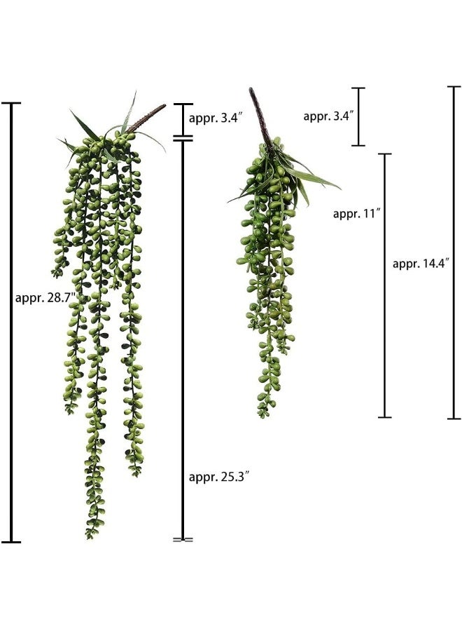 Supla 4 Pcs Artificial Hanging Succulents Faux Burros Tail Picks Trailing String of Pearls Succulents Fake Greenery Sprays for Basket Planter Centerpiece Floral Arrangement Indoor Outdoor Decor - Image 3