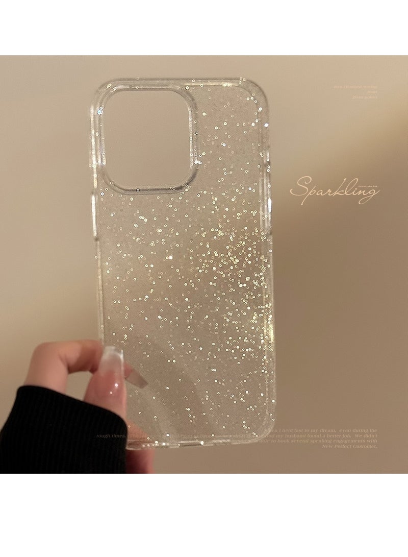 iPhone 16 Pro Transparent Glitter Case – Customizable TPU Soft Shell, Shockproof & Anti-Fingerprint - Image 2