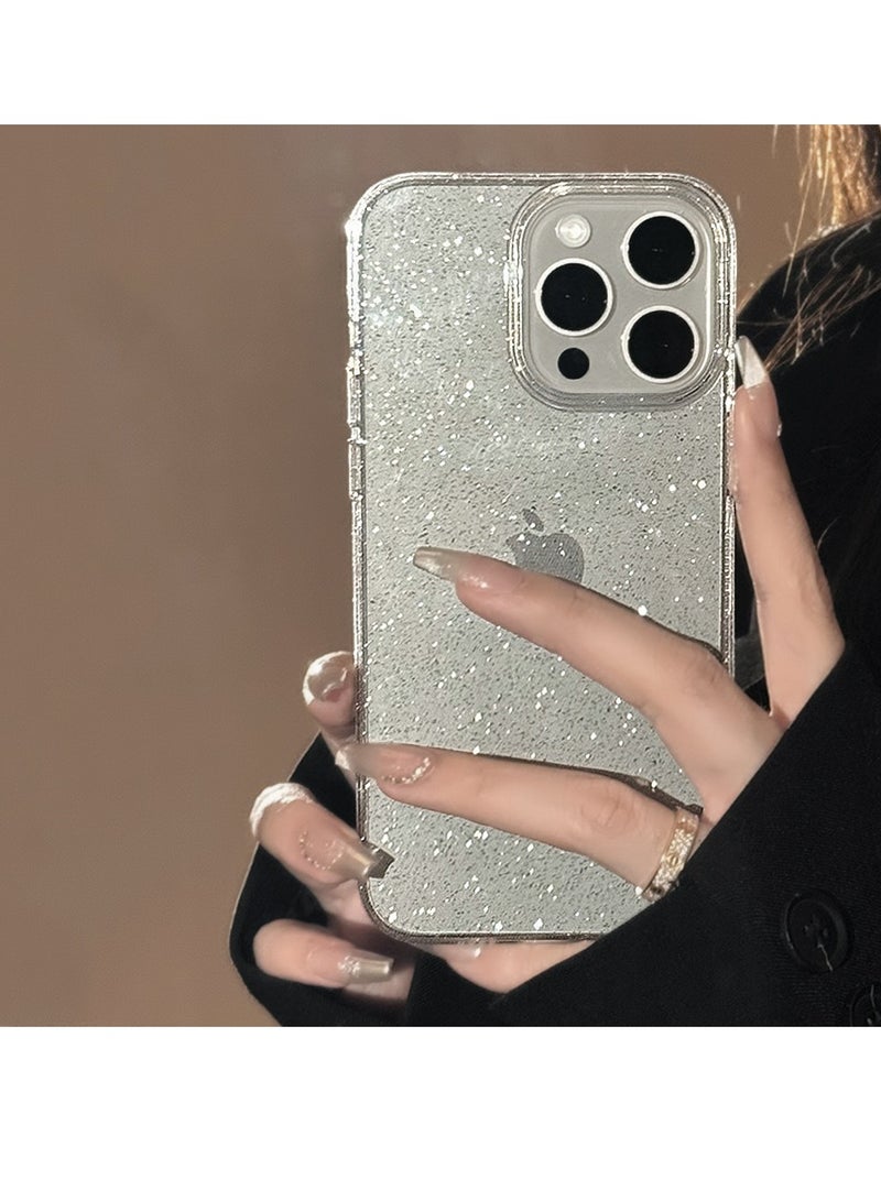 iPhone 16 Pro Transparent Glitter Case – Customizable TPU Soft Shell, Shockproof & Anti-Fingerprint - Image 3