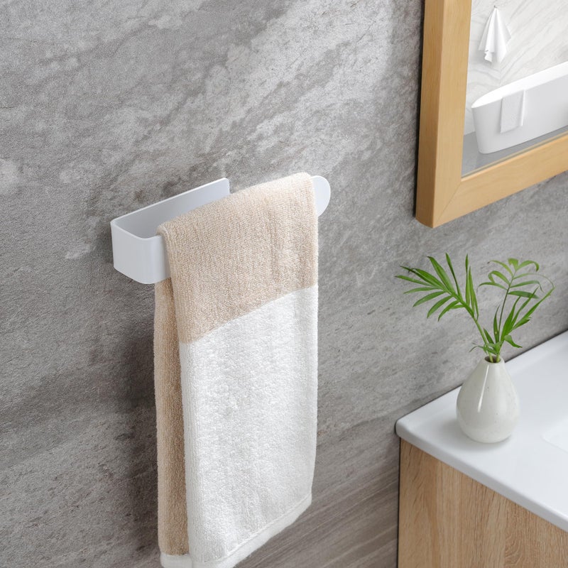 Taozun White Towel Rack, Self Adhesive Hand Towel Holder Towel Ring, Stainless Steel Towel Bar for Bathroom or Kitchen Wall - Image 3