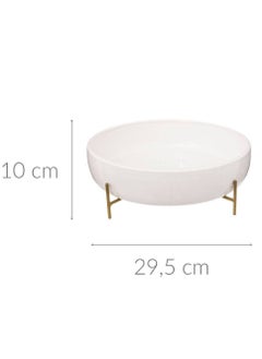 LOFT DOLOMITE,SALAD BOWL WITH STAND,D29.5XH10CMS,WHITE WITH METAL STAND-196308  - Image 4