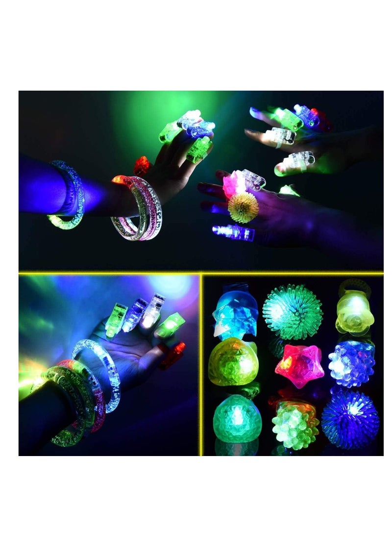 MIBOTE 83Pcs Led Light Up Toys Party Favors Glow in the Dark Party Supplies for Kid Adults Halloween with 50 Finger Lights 8 Jelly Rings 5 Flashing - Image 4