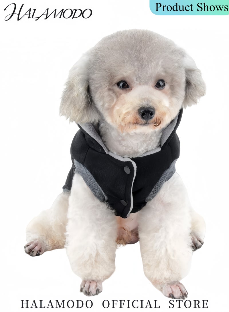 HALAMODO Fleece Lined Warm Dog Jacket for Puppy Winter Cold Weather,Soft Windproof Small Dog Coat Puppy Cotton Hooded Jacket for Pet Walking Outdoor - Image 3