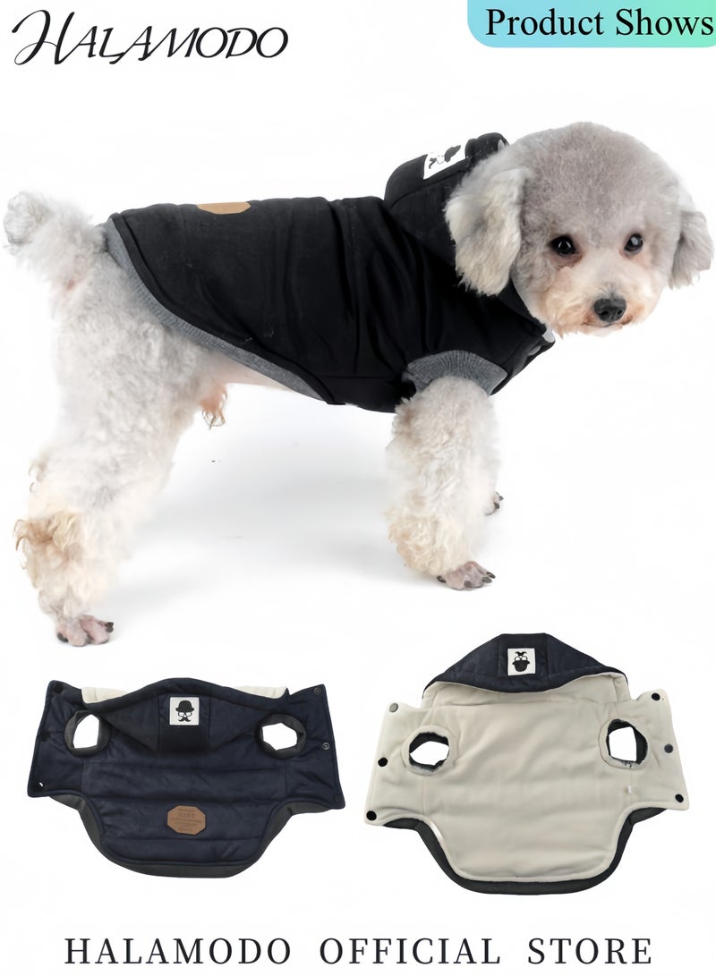 HALAMODO Fleece Lined Warm Dog Jacket for Puppy Winter Cold Weather,Soft Windproof Small Dog Coat Puppy Cotton Hooded Jacket for Pet Walking Outdoor - Image 2