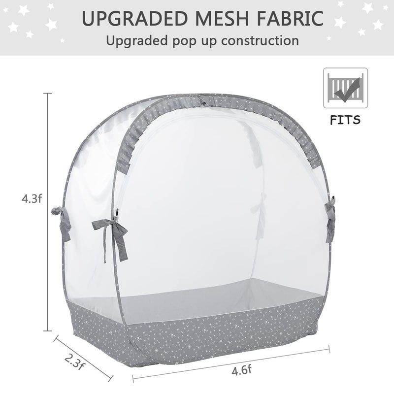 L RUNNZER Pop Up Baby Crib Tent, Crib Net Canopy to Keep Baby in, Crib Mosquito Net with Viewing Window, Soft Mesh Cover & Pop Up Structure - Image 5