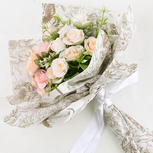 Bolsome 100 Sheets 20 * 14 Inches Vintage Floral Tissue Paper Rose Flowers Butterfly Wrapping Tissue Paper Decorative Tissue for Wedding Bridal Shower DIY Craft (Coffee) - Image 4