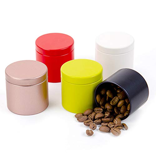 Tianhui Small Tin Can Box with Airtight Lids Canister for Coffee Tea Candy Storage Loose Leaf Tea Tin Containers Storage 5 Pcs (Five Colors, S) - Image 1