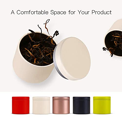 Tianhui Small Tin Can Box with Airtight Lids Canister for Coffee Tea Candy Storage Loose Leaf Tea Tin Containers Storage 5 Pcs (Five Colors, S) - Image 5