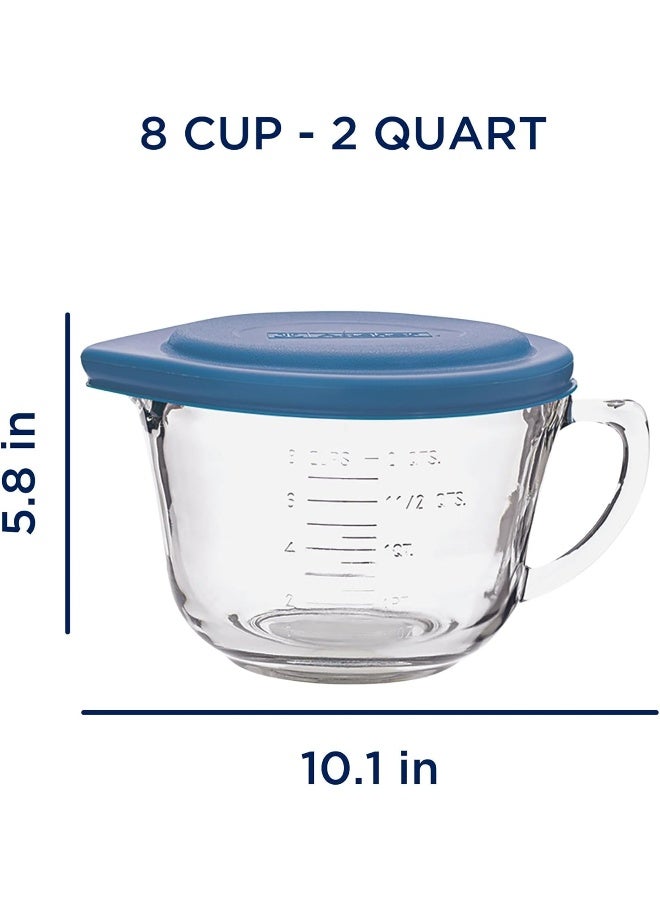 Anchor Hocking Batter Bowl, Glass Mixing Bowl with Blue Lid - 2.0 Ltr (81106) - Image 2