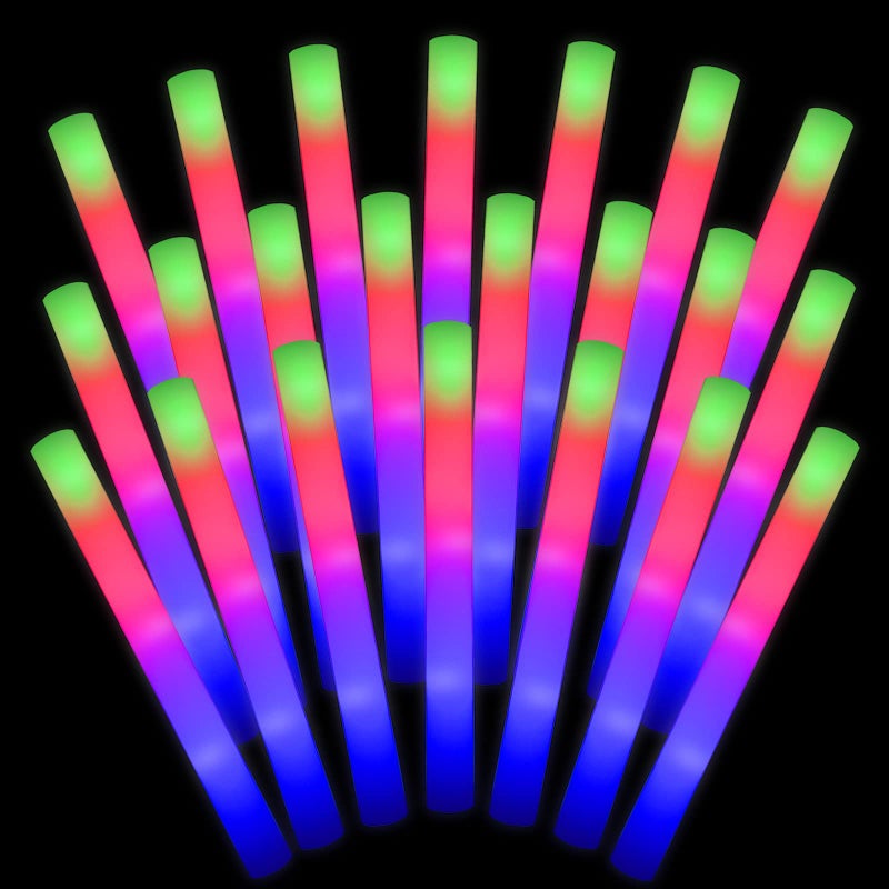 LifBetter 30 Pcs Foam Glow Sticks BulkLed Glow Sticks with 3 Modes Colorful FlashingLong Life Battery Glow In The Dark Party Supplies for WeddingsPartiesFestivalsSporting Events - Image 3