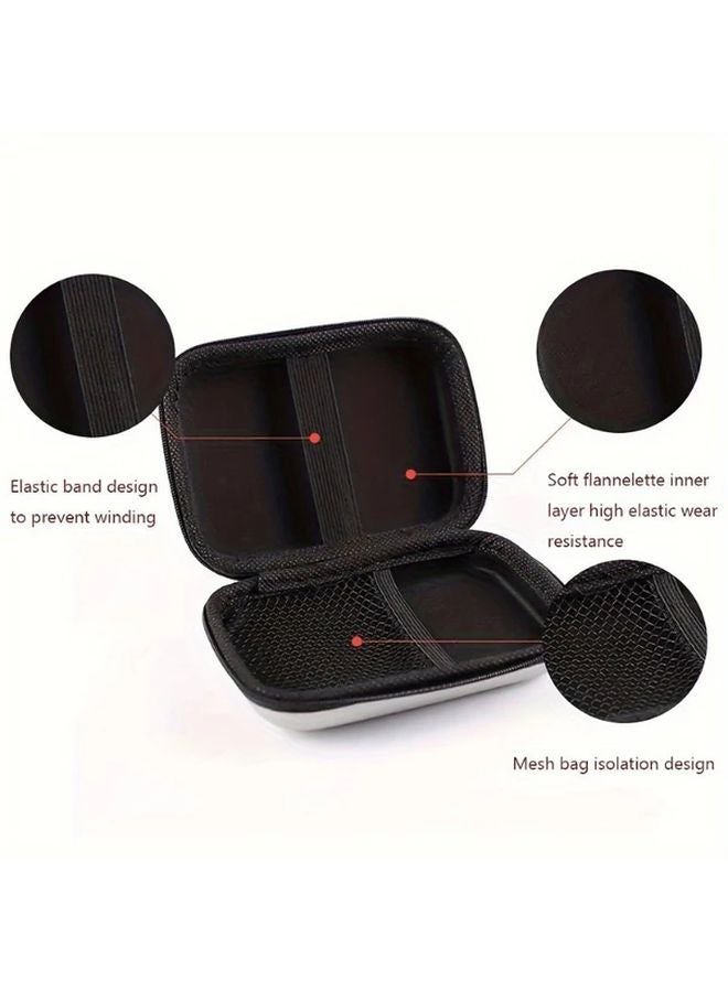 Black Shockproof External Hard Drive Storage Bag with Cable and Battery Case - Image 5