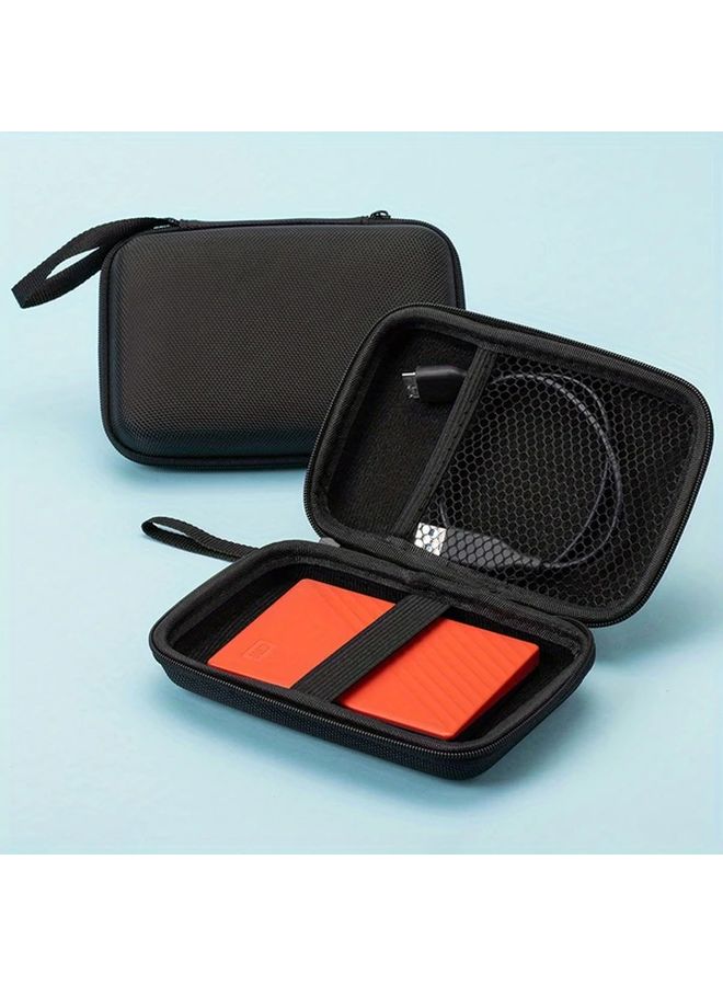 Black Shockproof External Hard Drive Storage Bag with Cable and Battery Case - Image 4