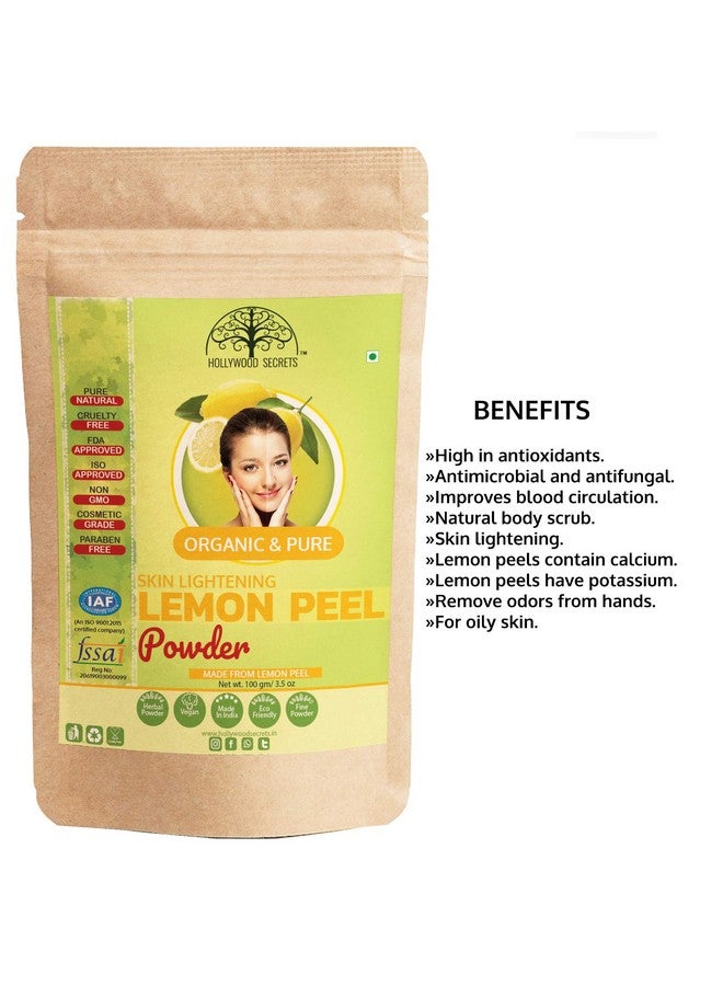 Hollywood Secrets 100% Organic Herbal Lemon Peel Powder For Skin Whitening Face Pack (100gm) - Image 3