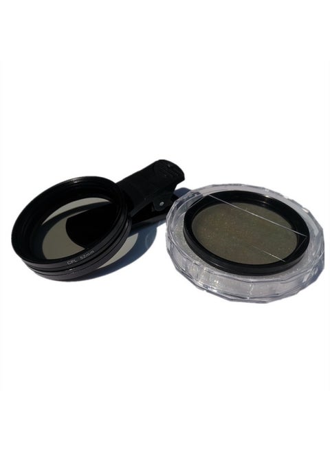 52mm Mobile Phone +8 Starlight Mirror Clip Polarizer CPL Photography Filter Polarization Filter Remove Reflective Increase Full-Color:52mm Polarizer + Clip
