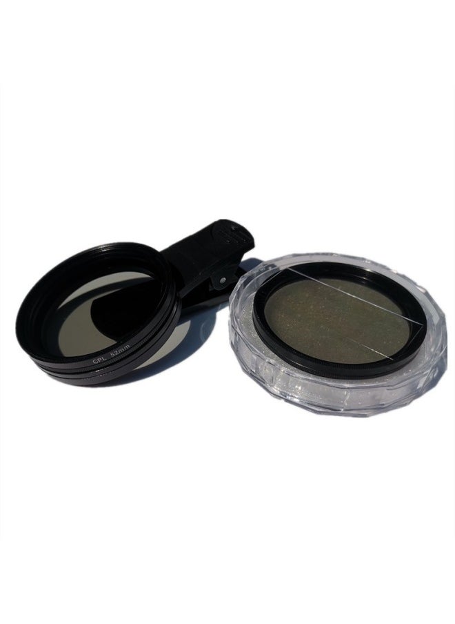 52mm Mobile Phone +8 Starlight Mirror Clip Polarizer CPL Photography Filter Polarization Filter Remove Reflective Increase Full-Color:52mm Polarizer + Clip