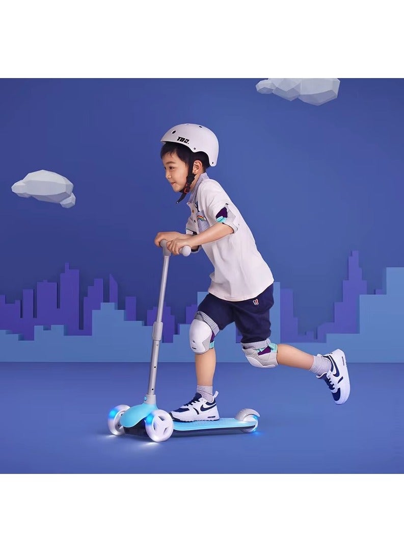 Mitu Kids 3 Wheels Kick Scooter Tricycle Multiple Security Protection For Children 3 To 6 Years Old with Flashing Wheels- Blue - Image 4