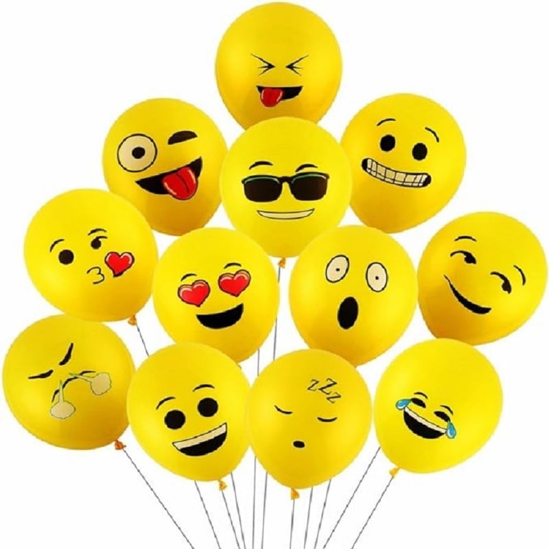 PeStary 50 Ct 12 inches Smile Printed Balloons Cartoon Happy Birthday Party Fun Emotion Smiley Face Balloon Decorations (Yellow Fun Balloons) - Image 1