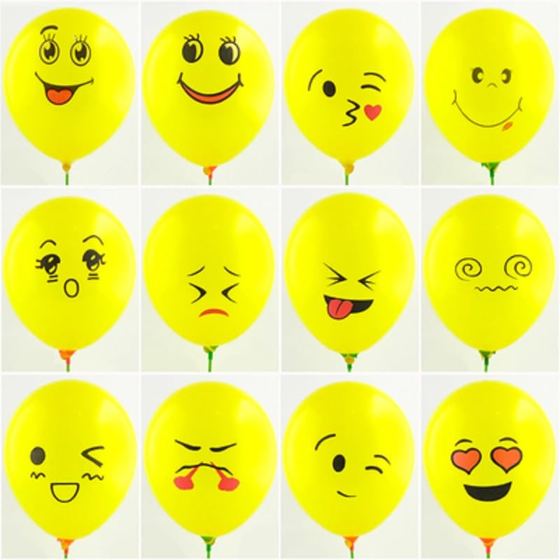 PeStary 50 Ct 12 inches Smile Printed Balloons Cartoon Happy Birthday Party Fun Emotion Smiley Face Balloon Decorations (Yellow Fun Balloons) - Image 4