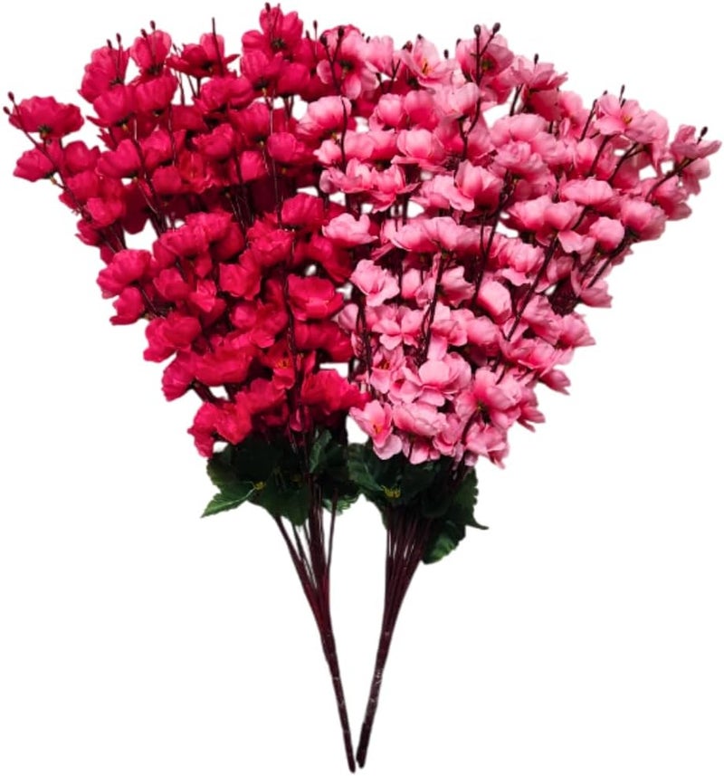 Sheux Artificial Plant for Decoration,Cherry Blossom Combo (Dark Pink & Pink) for vase, Home Decor, Wedding & Events Decoration, Gifting Bouquet(2 Pieces) - Image 1