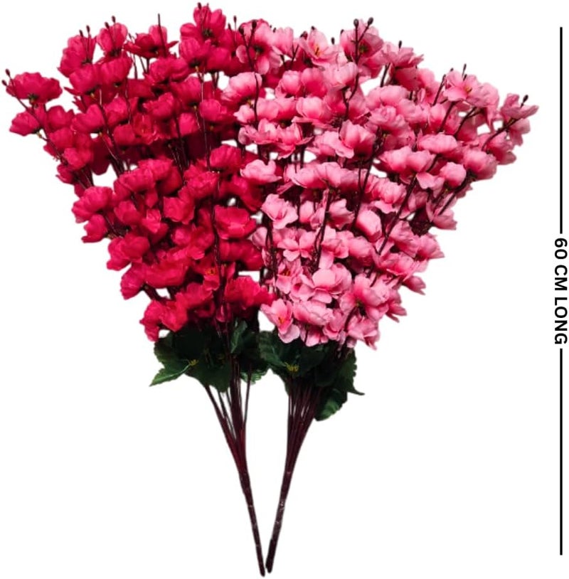Sheux Artificial Plant for Decoration,Cherry Blossom Combo (Dark Pink & Pink) for vase, Home Decor, Wedding & Events Decoration, Gifting Bouquet(2 Pieces) - Image 2