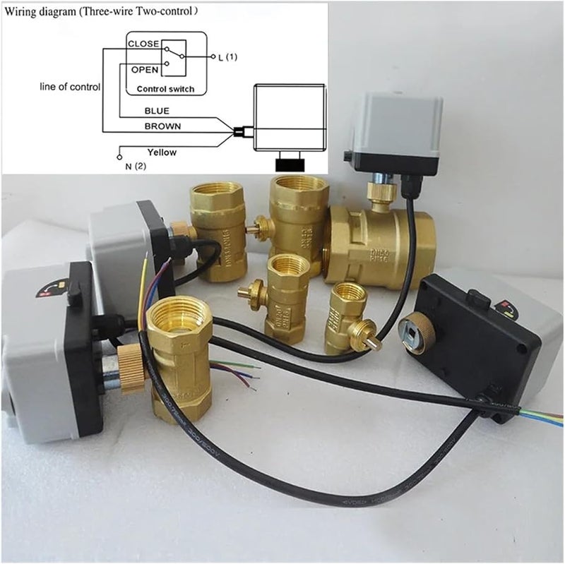 Brass Electric Ball Valve Actuator 3 Wire 2 Control 2 Way With Manual Switch DN32 220VAC - Image 5