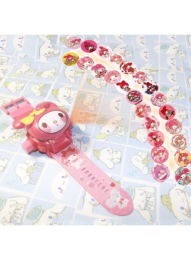 Shake The Sound Of The Same Jade GUI Dog Melody Cartoon 24 Figure Projection Watch Flip Sanrio Series Toy Watch-Color:8527 Masked Man [time + 24 Projections + Flip Cover] - Image 5