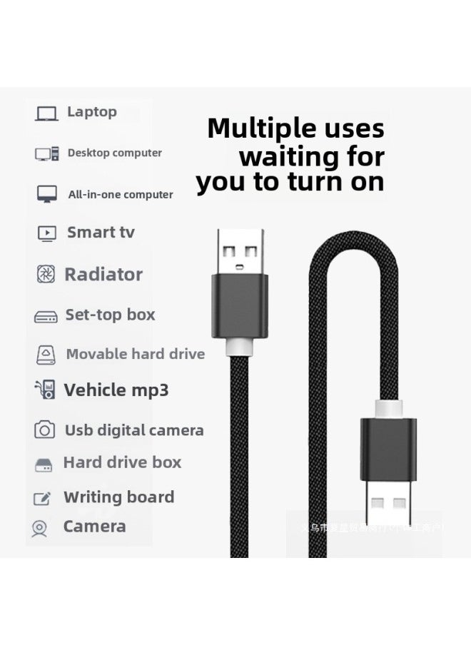 Generic - Double Data Line Male-to-male Charging Line Male Power Supply Line Power Cord Connection Line Double-headed Notebook Computer Heat Dissipation-Color:1.5m-Model:[black 1 Pack] Dual Usb Data Cable★Durable Braided Wire - Image 1