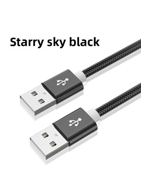 Double Data Line Male-to-male Charging Line Male Power Supply Line Power Cord Connection Line Double-headed Notebook Computer Heat Dissipation-Color:1.5m-Model:[black 1 Pack] Dual Usb Data Cable★Durable Braided Wire