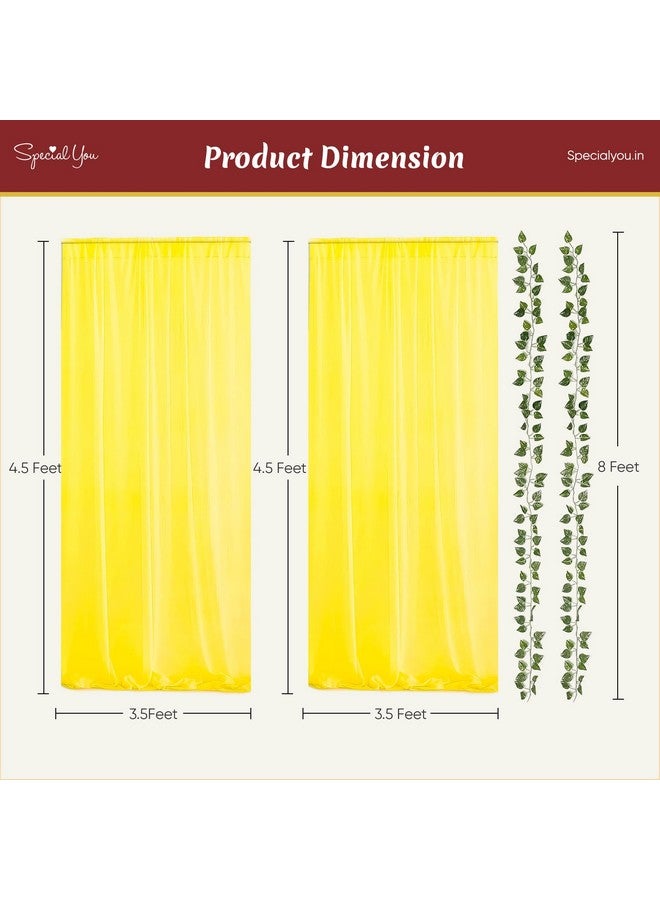 SpecialYou.in Special You Ganpati Decoration Items for Home Decor, Yellow Curtains (4.5 ft) & Green Vines, Ganpati Decoration Mandap, Ganesh Chaturthi Decoration Items for Ganesh Festival - 7 pcs - Image 4