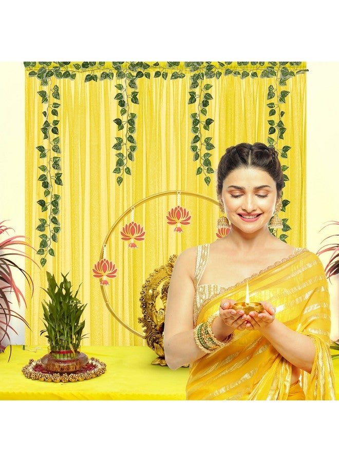 SpecialYou.in Special You Ganpati Decoration Items for Home Decor, Yellow Curtains (4.5 ft) & Green Vines, Ganpati Decoration Mandap, Ganesh Chaturthi Decoration Items for Ganesh Festival - 7 pcs - Image 5
