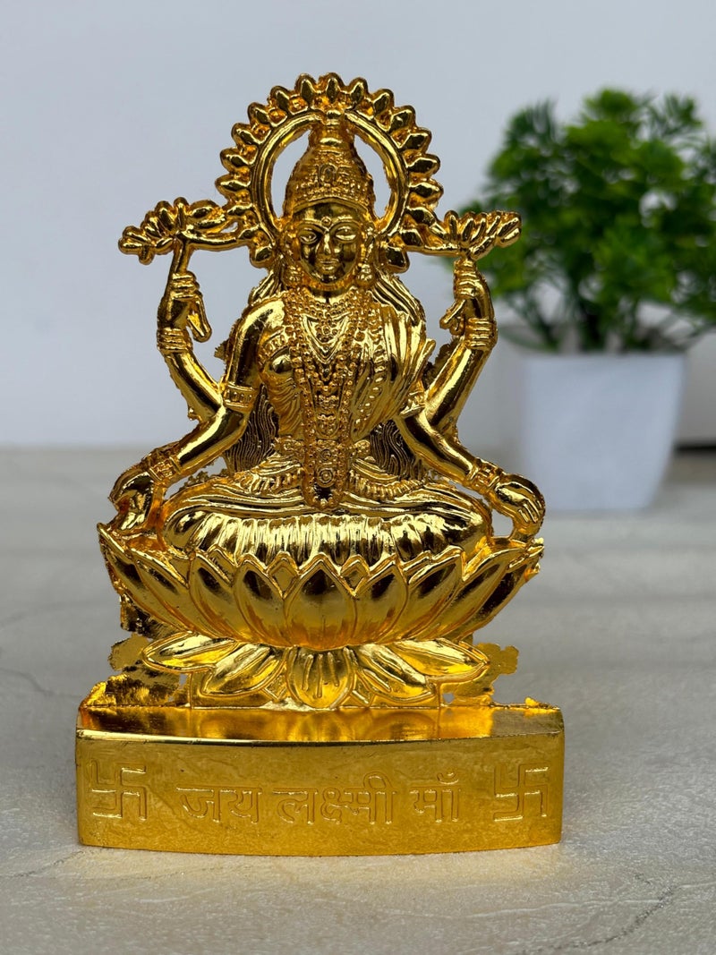 Salvus APP SOLUTIONS Traditional Metal Handmade Maa Laxmi Murti/Statue for Home-Office Decor & Car Dashboard (4x4 inch) - Image 1