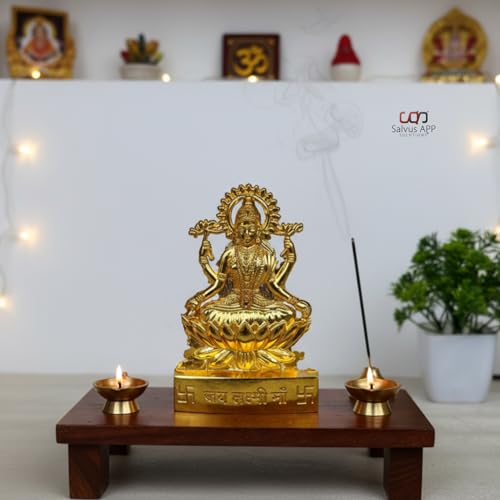Salvus APP SOLUTIONS Traditional Metal Handmade Maa Laxmi Murti/Statue for Home-Office Decor & Car Dashboard (4x4 inch) - Image 4