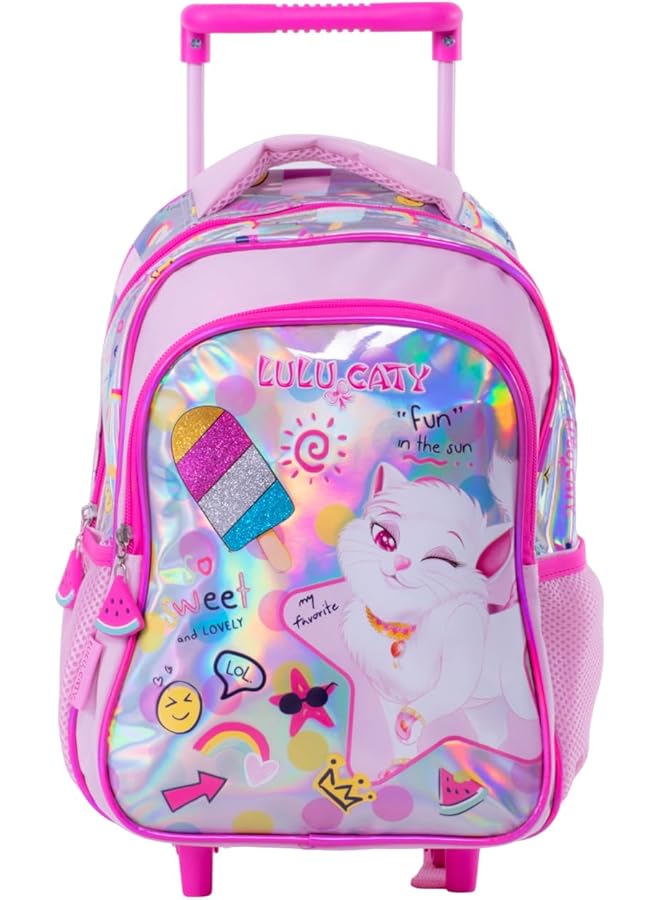 LULU CATY School Trolley Bag For Girls 13 Inch Size Pink - Image 1