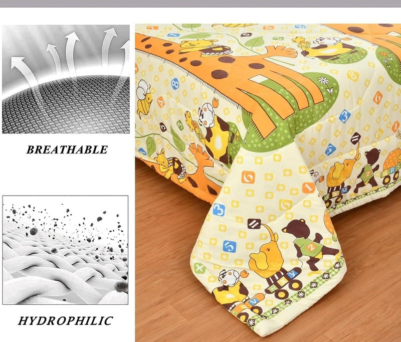 Filymore Giraffe Comforter for Kids Boys - Cute Cartoon Print Single Bed Blanket, Microfiber Dohar for Boys & Girls | Soft Kids Winter & Summer Quilt |60x90 Inches (Yellow) - Image 3