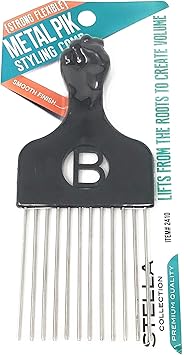 مشط شعر أفرو معدني أسود سحري مع قبضة غير قابلة للكسر من مجموعة ماجيك