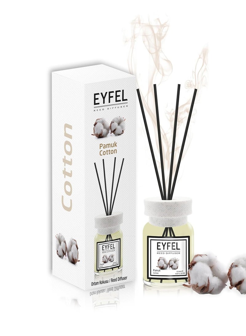 EYFEL Refreshing Reed Diffuser (Pamuk) Cotton 120ml | Long Lasting Pure Soft Reed Diffuser with 4 Bamboo Reeds | Clean Linen Fragrance for Home & Office - Image 4