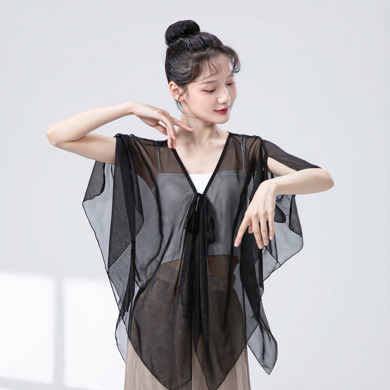 Breathable Anti Sweat Sheer Dance Top Anti Wrinkle No Slip Black M - Image 3