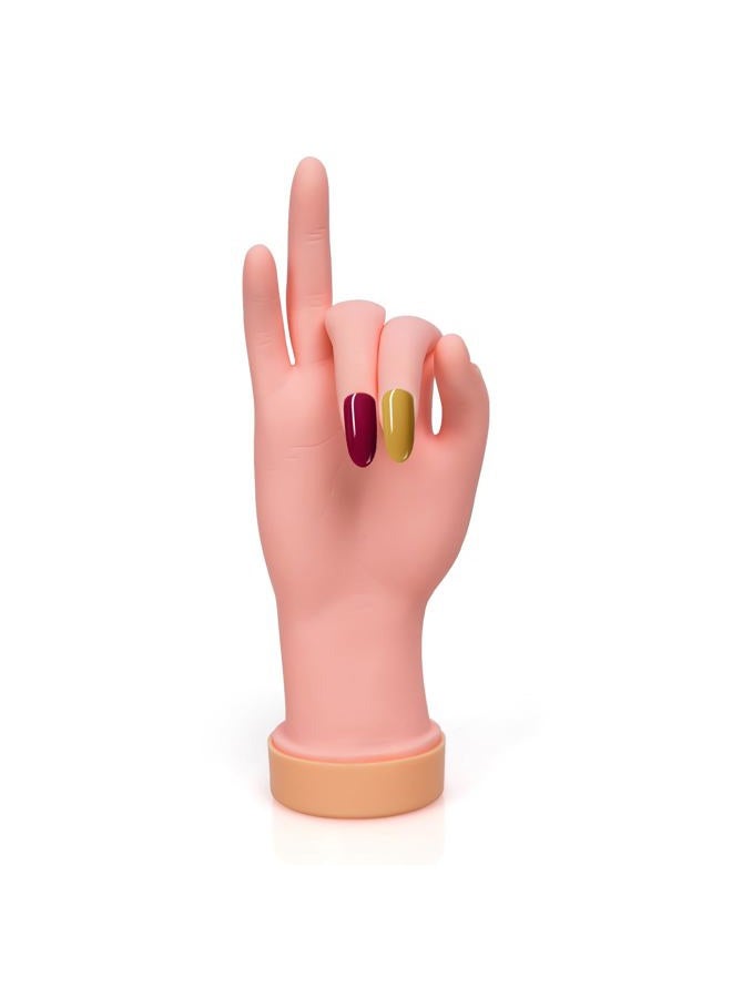 krofaue Nail Practice Hand - Practice Nail Tips Art Trainer Training Hand Tool Flexible Bendable Movable Fake Mannequin Right Hand Manicure Tool 1PCS - Image 1