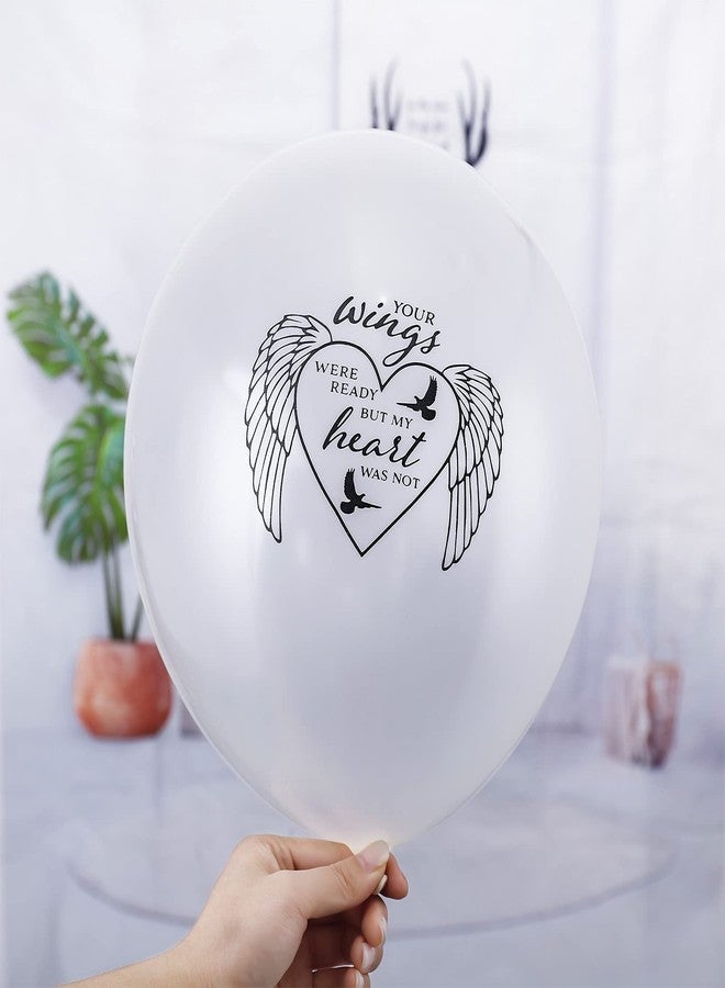 Chenkaiyang 60 Pcs Memorial Balloons 12 Inch White Latex Balloons with Ribbons for Memorial Day Funeral Decoration Wing - Image 5