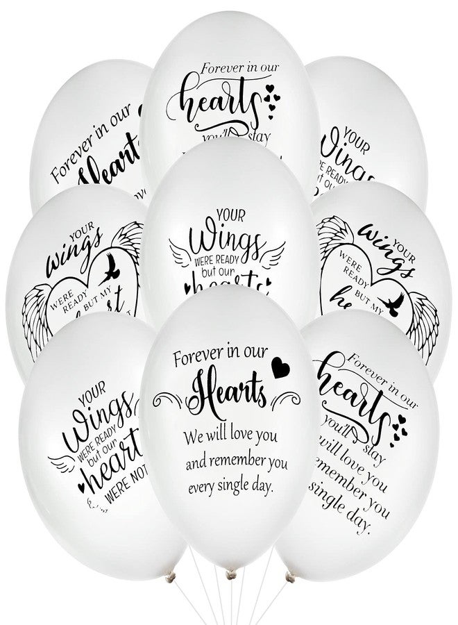 Chenkaiyang 60 Pcs Memorial Balloons 12 Inch White Latex Balloons with Ribbons for Memorial Day Funeral Decoration Wing - Image 1