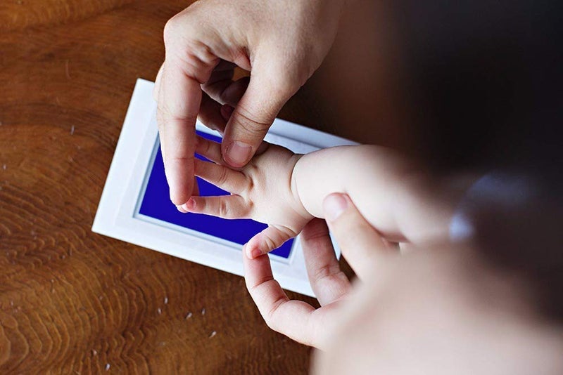 Grab Classy Safe Inkless Baby Handprint And Baby Footprint Ink Pad With Imprint Cards 100% Non-Toxic & Mess Free Safe For Newborn Baby And Toddlers (Dark Blue, 6-12 Months) - 1 Count - Image 2