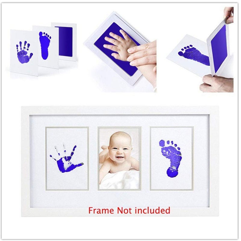 Grab Classy Safe Inkless Baby Handprint And Baby Footprint Ink Pad With Imprint Cards 100% Non-Toxic & Mess Free Safe For Newborn Baby And Toddlers (Dark Blue, 6-12 Months) - 1 Count - Image 3