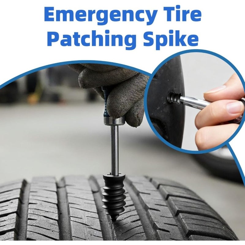 21 Pieces Black Vacuum Tire Repair Plug Set Rubber Material Dual Size Spiral Structure 2025 New Upgrade No Dismount Quick Self Service Screw Type Repair Plugs For Cars Motorcycles Trucks - Image 2