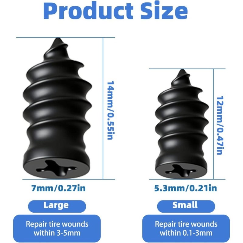 21 Pieces Black Vacuum Tire Repair Plug Set Rubber Material Dual Size Spiral Structure 2025 New Upgrade No Dismount Quick Self Service Screw Type Repair Plugs For Cars Motorcycles Trucks - Image 1