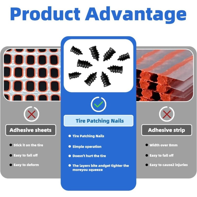 21 Pieces Black Vacuum Tire Repair Plug Set Rubber Material Dual Size Spiral Structure 2025 New Upgrade No Dismount Quick Self Service Screw Type Repair Plugs For Cars Motorcycles Trucks - Image 5