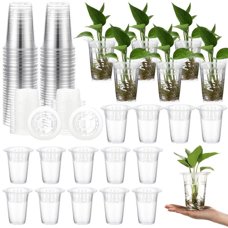 Baderke 35 Pack Plastic Plant Propagation Station Desktop Terrariums Plant Tabletop Vase with Hydroponic Baskets for Indoor Home Office Desktop Decor (4.57'') - Image 1